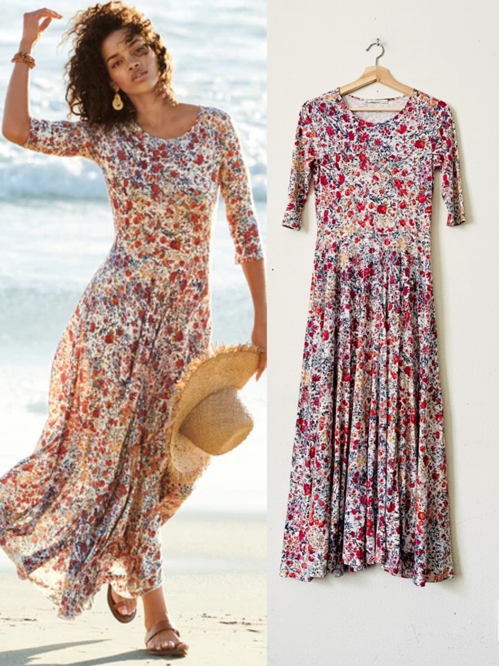 Peruvian Connection XS Tivoli pima cotton modal floral print maxi dress